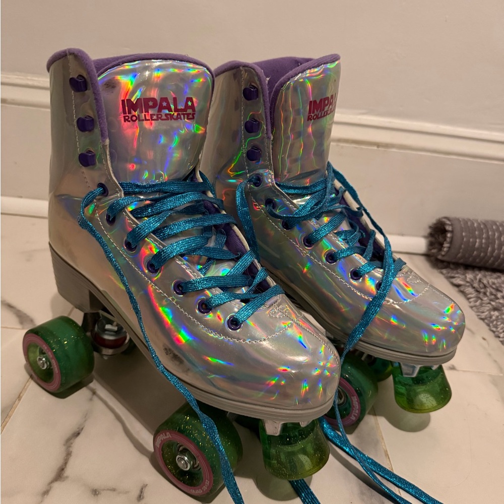 Impala Holographic Roller Skates with Blue Laces